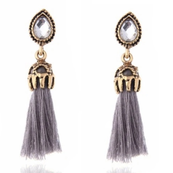 Boho Yarn Tassel Rhinestone Drop Fashion Earrings - Picture 1 of 3
